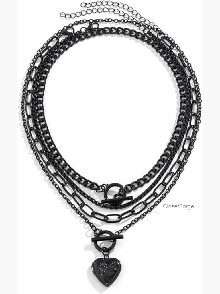 4pc Vintage Layered Necklace Set Chunky Chain Choker Dainty Layering Jewelry